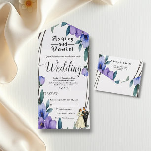 Invitation Tout En Un Élégant Rustique Floral Wreath Bride Mariage de ch