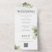 Invitation Tout En Un Élégant rustique verdure QR Code Mariage (À l'intérieur)