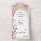 Invitation Tout En Un Élégant Sage Floral Vert Et Rose (À l'intérieur)