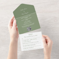 Elégant Sage Green All in One Wedding Inviter