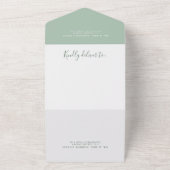 Invitation Tout En Un Élégant Sage Green Calligraphy Mariage photo (Dehors)