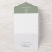 Invitation Tout En Un Élégant Sage Green Monogramme QR Code Mariage phot (Dehors)
