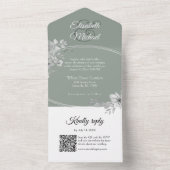 Invitation Tout En Un Elégant Sage Green QR Code Monogramme Mariage RSVP (À l'intérieur)