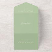 Invitation Tout En Un Élégant Sage Green Script Monogramme Mariage (Dehors)