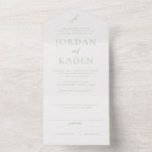 Invitation Tout En Un Élégant Sage Green Script Monogramme Mariage (À l'intérieur)