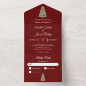 Invitation Tout En Un Élégant sapin de Noël rouge foncé Mariage de Noël (À l'intérieur)