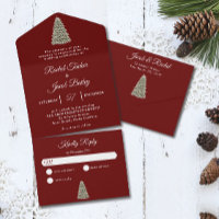 Élégant sapin de Noël rouge foncé Mariage de Noël