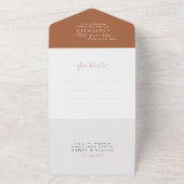 Invitation Tout En Un Élégant Script 2 Mariage photo en terre cuite mode (Dehors)