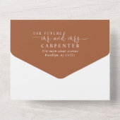 Invitation Tout En Un Élégant Script 2 Mariage photo en terre cuite mode (Verso)