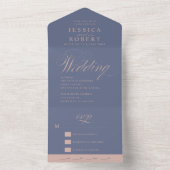 Invitation Tout En Un Élégant Script Dusty Purple Calligraphie Mariage (À l'intérieur)