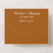 Invitation Tout En Un Élégant script en terre cuite RSVP Whimsical QR Co (Verso)