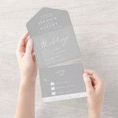 Invitation Tout En Un Élégant script gris et blanc Mariage de calligraph (Déchirure)