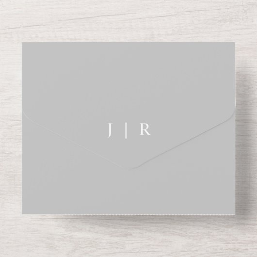Invitation Tout En Un Élégant script gris et blanc Mariage de calligraph (Verso)