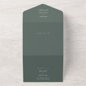 Invitation Tout En Un Élégant script Mariage minimal vert (Dehors)