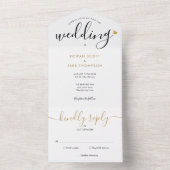 Invitation Tout En Un Élégant Script Monogram Gold Heart Mariage (À l'intérieur)