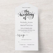 Invitation Tout En Un Élégant Script noir et blanc Mariage moderne (À l'intérieur)