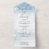 Invitation Tout En Un Élégant Script Snowflakes Mariage d'hiver (À l'intérieur)
