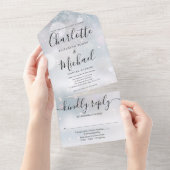 Invitation Tout En Un Élégant Script Snowflakes Mariage d'hiver (Déchirure)