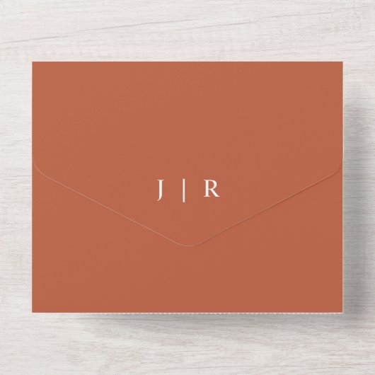 Invitation Tout En Un Élégant Script Terracotta Rust Calligraphie Mariag (Verso)