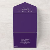Invitation Tout En Un Élégant script violet unique moderne RSVP QR Code (Dehors)