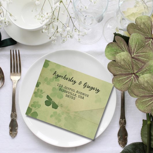 Invitation Tout En Un Elégant Shamrock Clover Irish Celtic Photo QR Code