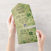 Invitation Tout En Un Élégant Shamrock Clover Irish Celtic QR Code (Déchirure)