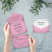Invitation Tout En Un Élégant Simple Blush Rose moderne Floral Mariage