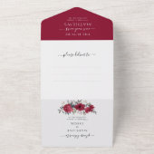 Invitation Tout En Un Élégant simple Bourgogne florale tout en un Mariag (Dehors)