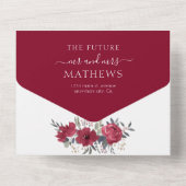 Invitation Tout En Un Élégant simple Bourgogne florale tout en un Mariag (Verso)