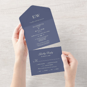 Invitation Tout En Un Elégant simple de l'avenir Dusk avec Mariage Monog