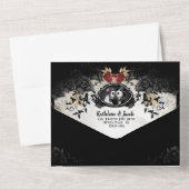 Invitation Tout En Un Elégant Skeletons Rose noir Halloween (Verso)