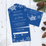 Invitation Tout En Un Élégant Snowflakes Deep Blue Winter Wedding<br><div class="desc">Le tout dans un design mariage dispose d'élégants flocons de neige. Cliquez sur le bouton personnaliser pour plus de flexibilité dans la modification du texte. Des variantes de cette conception, différents types de papier, ainsi que des produits de coordination sont disponibles dans notre boutique, zazzle.com/store/doodlelulu. Contactez-nous si vous avez besoin...</div>