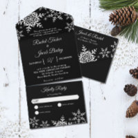 Élégant Snowflakes Noir & Blanc Mariage d'hiver