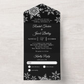 Invitation Tout En Un Élégant Snowflakes Noir & Blanc Mariage d'hiver (À l'intérieur)