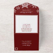 Invitation Tout En Un Élégant Snowflakes Rouge Noël Mariage d'hiver (Dehors)