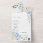 Invitation Tout En Un Elegant Soft Blue Floral Wedding (À l'intérieur)