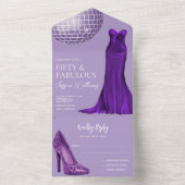 Invitation Tout En Un Elegant Stiletto & Indigo Gown 50e anniversaire (À l'intérieur)