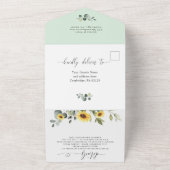 Invitation Tout En Un Elégant Sunflower Eucalyptus Mariage code QR (Dehors)