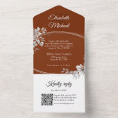 Invitation Tout En Un Élégant Terracotta QR Code Monogramme Mariage RSVP (À l'intérieur)