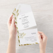 Invitation Tout En Un Elégant thé vert romantique aquarelle Art (Déchirure)