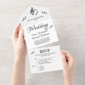 Invitation Tout En Un Elégant thème Mariage de musique avec RSVP All In  (Déchirure)