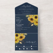 Invitation Tout En Un Élégant Tournesol de Minuit Soleil Marine Mariage (À l'intérieur)