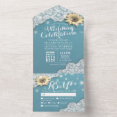 Invitation Tout En Un Élégant tournesol dentelle lumière mariage RSVP (À l'intérieur)