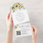Invitation Tout En Un Elégant tournesol Eucalyptus Mariage de verdure (Déchirure)
