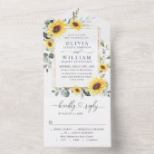Invitation Tout En Un Elégant tournesol Eucalyptus Mariage de verdure (À l'intérieur)
