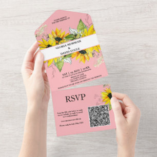 Invitation Tout En Un Elégant tournesol moderne tout en un mariage Invit
