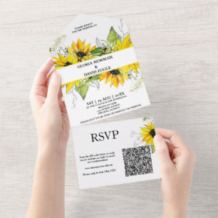 Invitation Tout En Un Elégant tournesol moderne tout en un mariage Invit