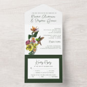 Invitation Tout En Un Élégant Tropical Floral Verdure Mariage d'été Al (À l'intérieur)