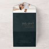 Invitation Tout En Un Élégant Turquoise Gold Agate Mariage de calligraph (Dehors)