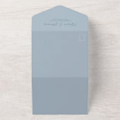 Invitation Tout En Un Élégant Vellum Photo Overlay Dusty Blue | Code QR (Dehors)